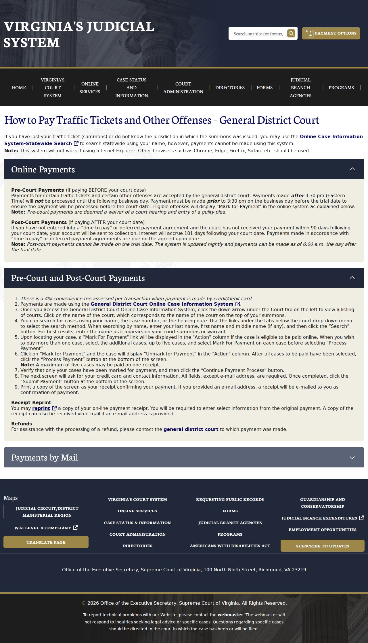 Mechanicsville residents directory reference to Virginia Courts case search fields